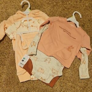 Carter's Pink and Cream Bunny Bodysuit Set And Carters Sheep/lamb Set NWT